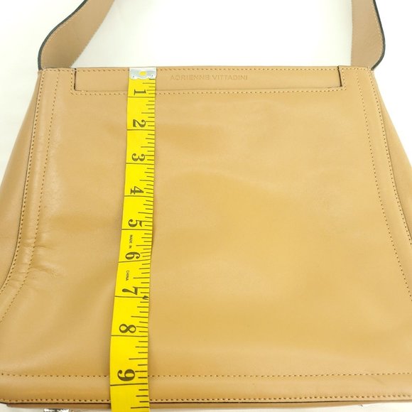 Adrienne Vittadini Womens Tan Leather Flap Snap Classic Shoulder Handbag Purse - Picture 10 of 15